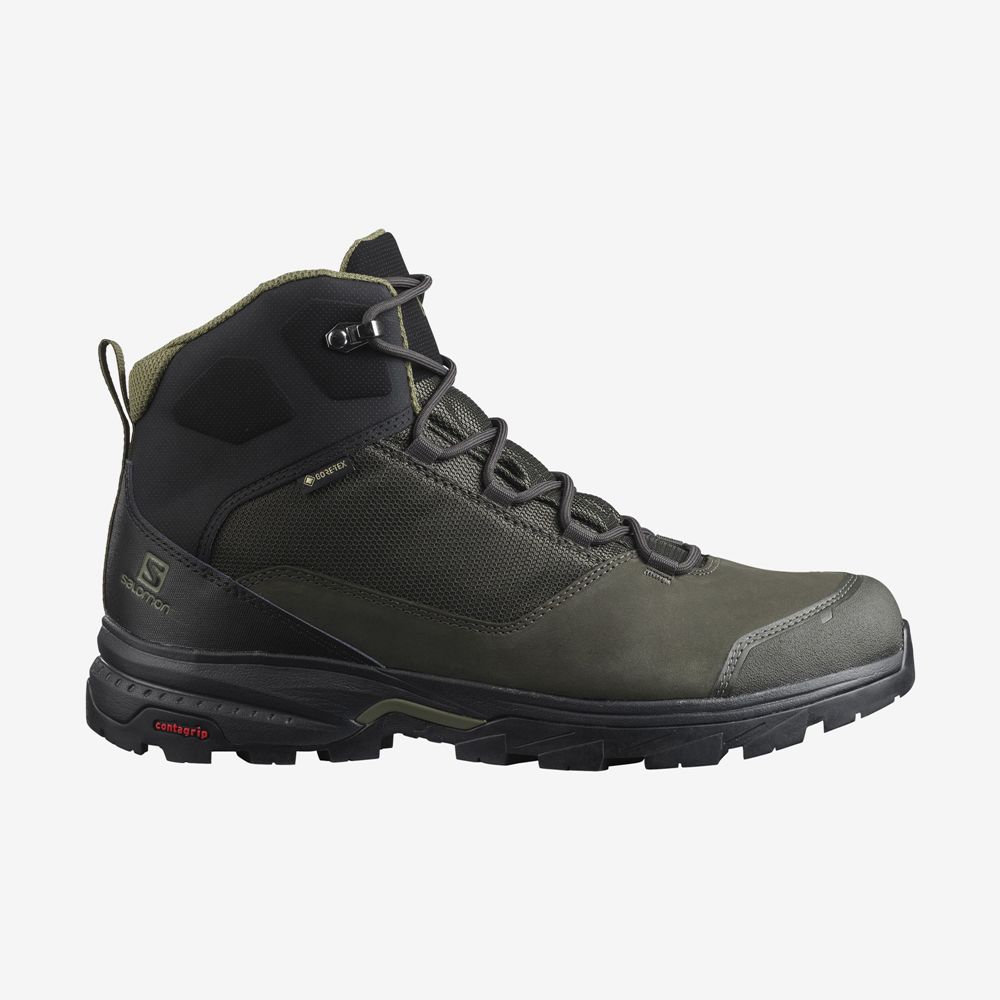 Bottes De Randonnée Salomon Homme Vert Olive Vert - Salomon OUTWARD GORE-TEX - France (8065-WXELA)